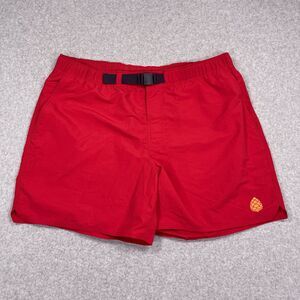 Stio Goodwin Shorts Mens L Quick Dry Boardshorts Ripstop Nylon Baggy Belted Red
